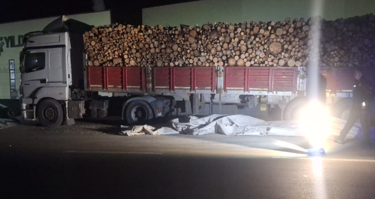 Brandayı toplayan TIR sürücüsüne otomobil çarptı