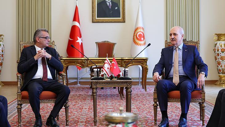 TBMM Başkanı Kurtulmuş, KKTC Cumhurbaşkanı Erhürman ile görüştü
