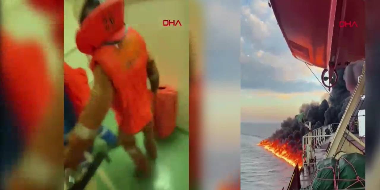 Karadeniz’de vurulan gemide korku dolu anlar: Personel alev ve dumanların arasında kaldı